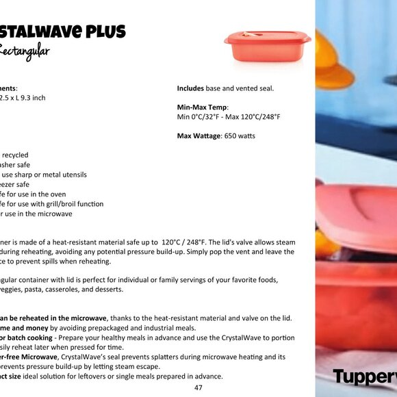 NIP Tupperware CrystalWave Plus Rectangular - Picture 5 of 5